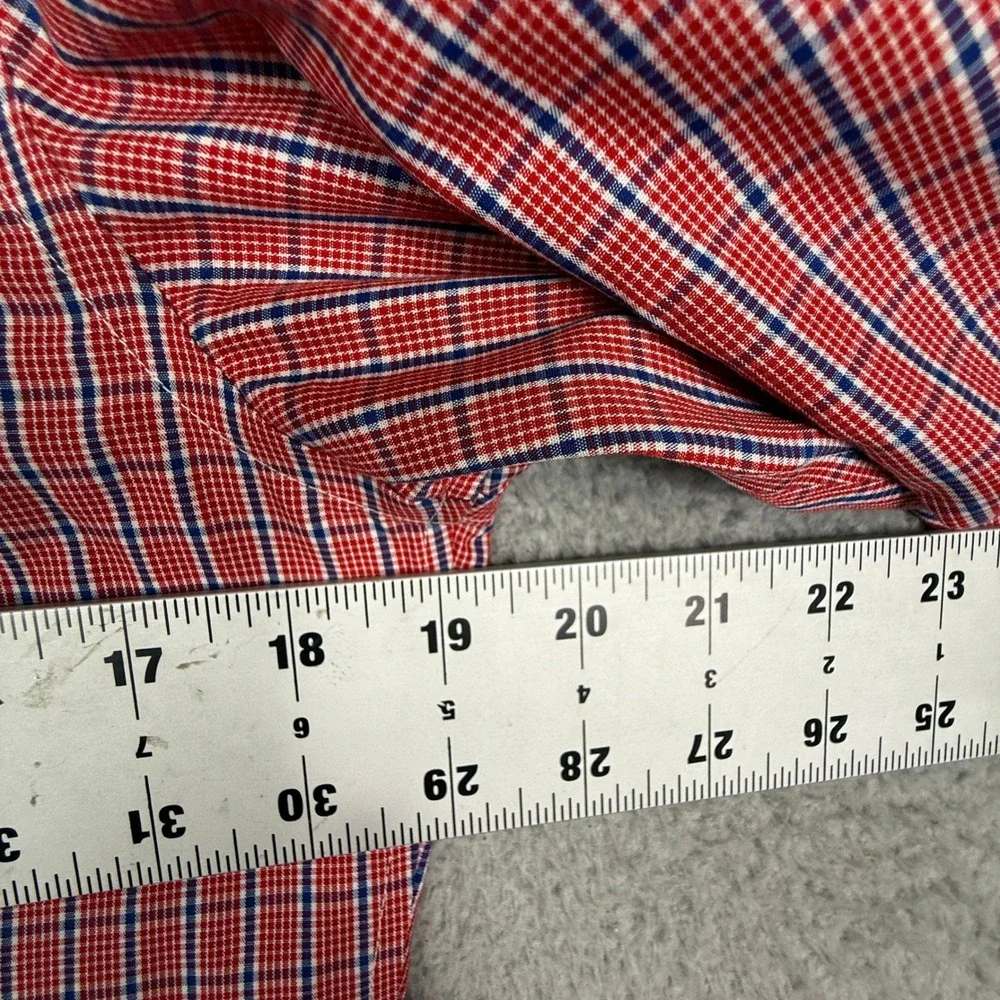 Banana Republic Non Iron Tailored Slim Fit‎ Red Plaid Button Down Shirt Men S